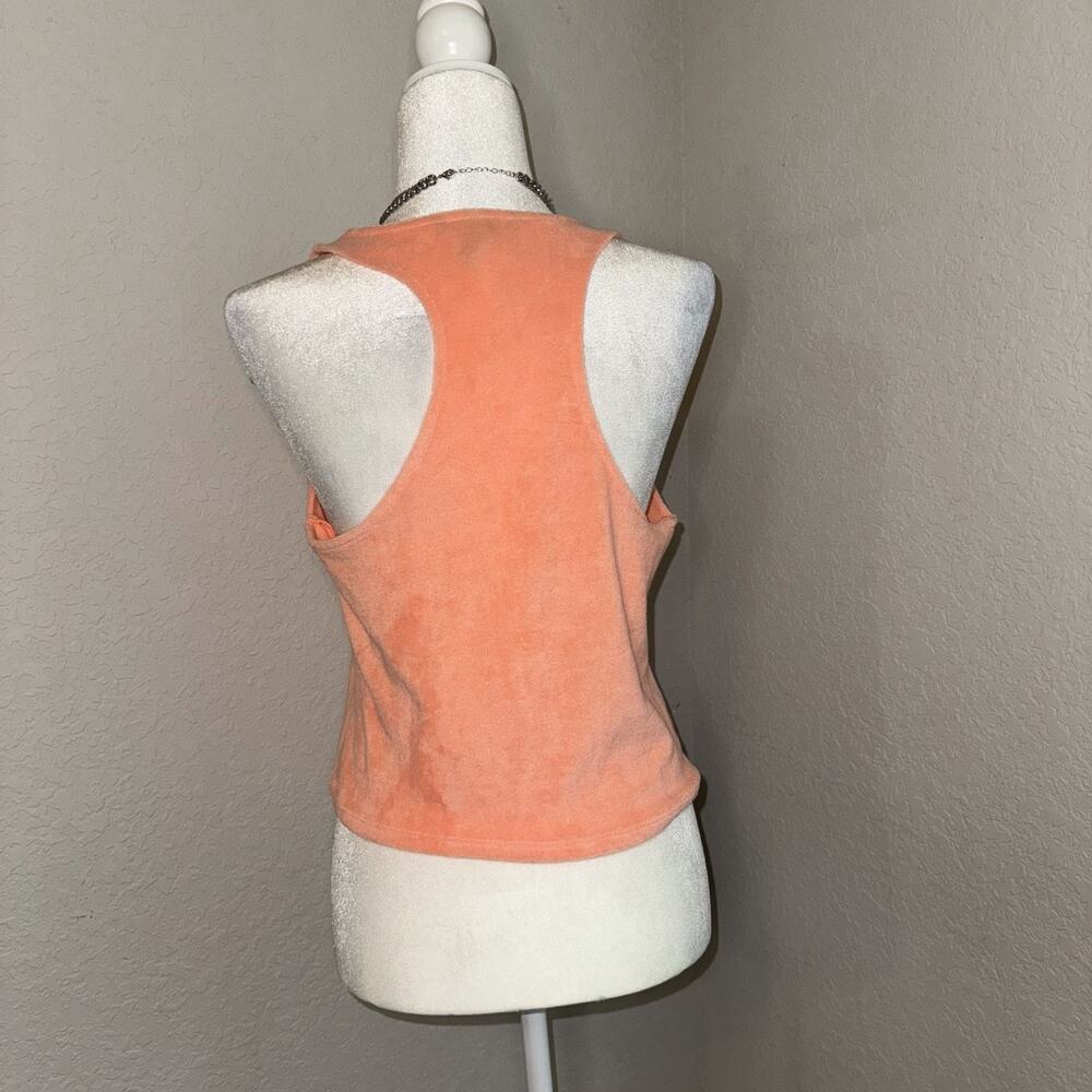 Victoria's Secret Tank Top Women's Large Coral Peach Scoop Neck Terry Racerback - Picture 3 of 9
